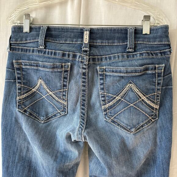Ariat REAL Denim Jeans Womens 30R Blue Medium Wash Stretch Mid Rise Straight Leg - Picture 6 of 8